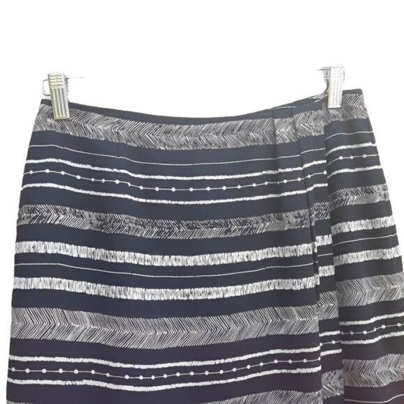Chaus Skirt Mini Faux Wrap Aztec Tribal Hieroglyphic Striped Black Tan Sz 8 - Picture 5 of 7